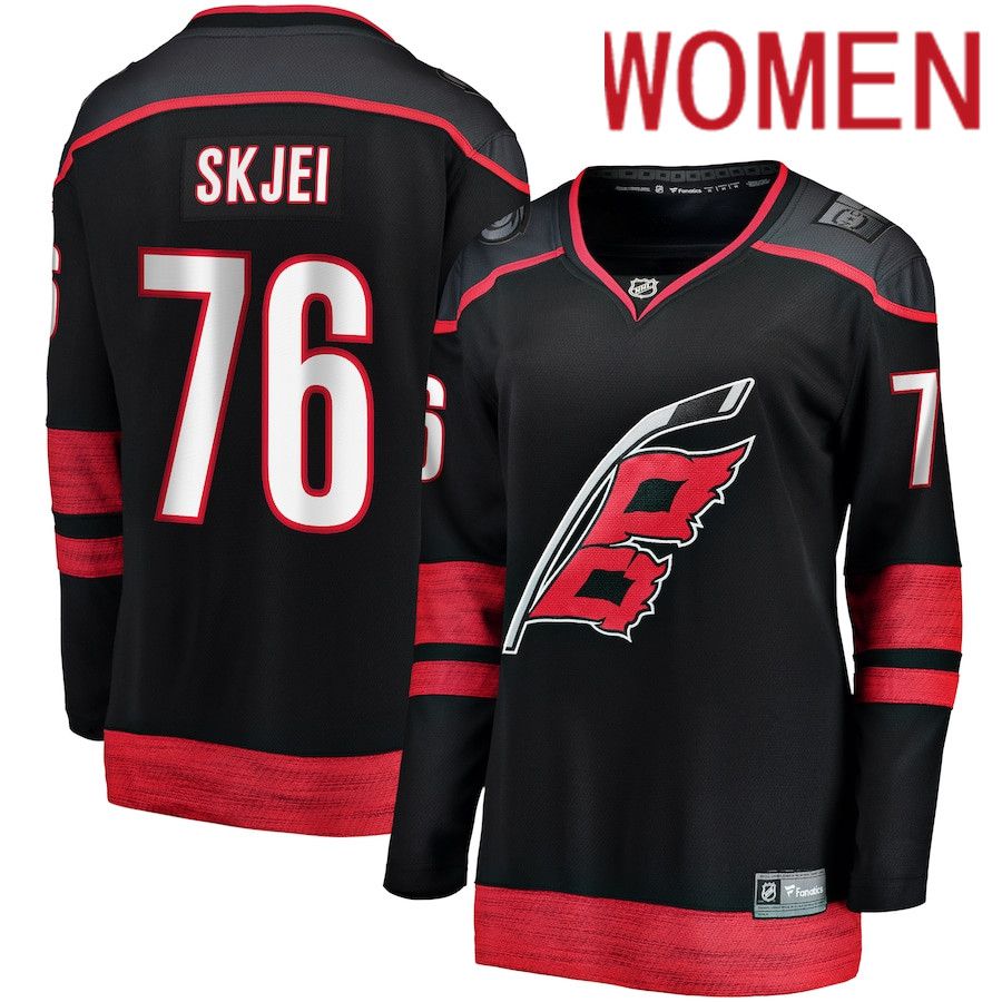 Women Carolina Hurricanes 76 Brady Skjei Fanatics Branded Black Home Breakaway Player NHL Jersey